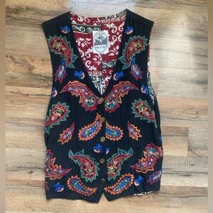Vintage 70’s Jou Jou Embroidered Rayon Vest OSFM
